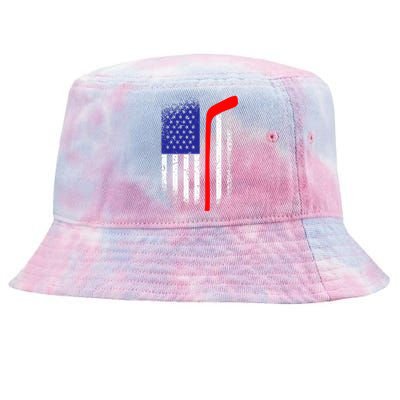 American Flag Hockey 4th Of July Cool Sport Memorial Day Tie-Dyed Bucket Hat