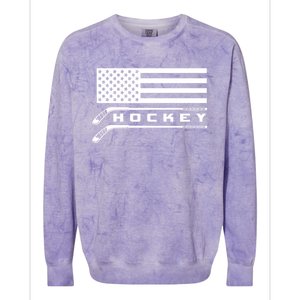 American Flag Hockey Hockey Gift Colorblast Crewneck Sweatshirt