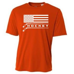 American Flag Hockey Hockey Gift Cooling Performance Crew T-Shirt