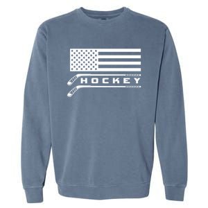 American Flag Hockey Hockey Gift Garment-Dyed Sweatshirt