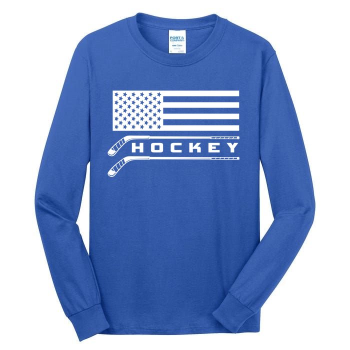 American Flag Hockey Hockey Gift Tall Long Sleeve T-Shirt