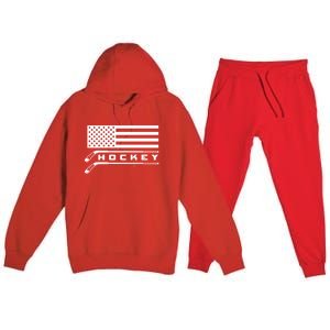 American Flag Hockey Hockey Gift Premium Hooded Sweatsuit Set