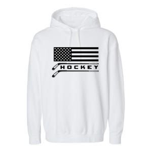 American Flag Hockey Hockey Gift Garment-Dyed Fleece Hoodie