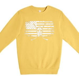 American Flag Hockey Hockey Premium Crewneck Sweatshirt