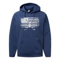 American Flag Hockey Hockey Performance Fleece Hoodie