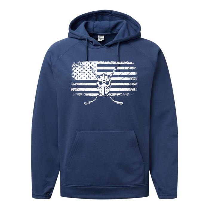 American Flag Hockey Hockey Performance Fleece Hoodie