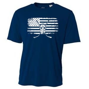 American Flag Hockey Hockey Cooling Performance Crew T-Shirt