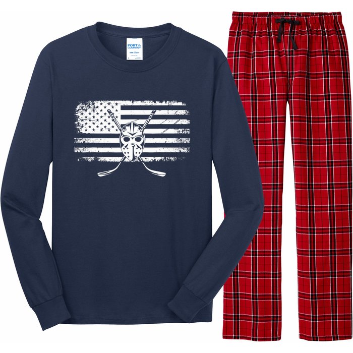 American Flag Hockey Hockey Long Sleeve Pajama Set