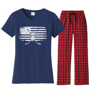 American Flag Hockey Hockey Women's Flannel Pajama Set