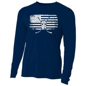 American Flag Hockey Hockey Cooling Performance Long Sleeve Crew