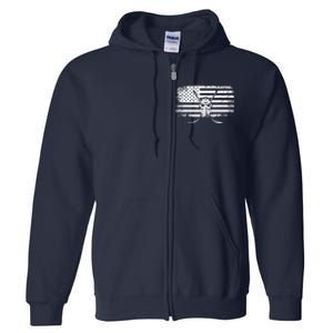 American Flag Hockey Hockey Full Zip Hoodie