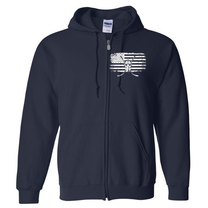 American Flag Hockey Hockey Full Zip Hoodie