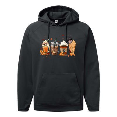 Autumn Fall Horror Latte Coffee Cups Ghost Halloween Performance Fleece Hoodie