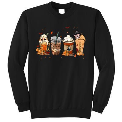 Autumn Fall Horror Latte Coffee Cups Ghost Halloween Sweatshirt