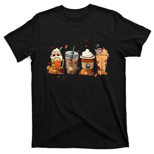 Autumn Fall Horror Latte Coffee Cups Ghost Halloween T-Shirt