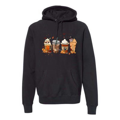 Autumn Fall Horror Latte Coffee Cups Ghost Halloween Premium Hoodie