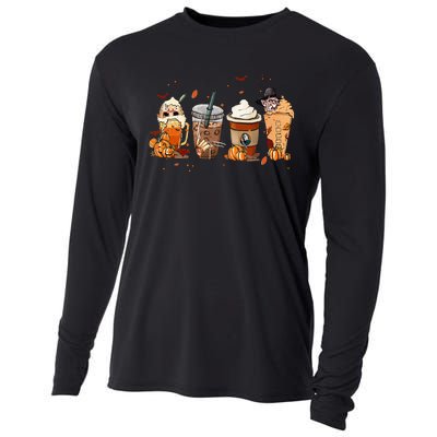 Autumn Fall Horror Latte Coffee Cups Ghost Halloween Cooling Performance Long Sleeve Crew