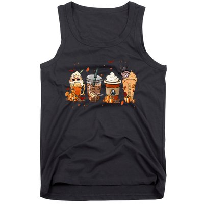 Autumn Fall Horror Latte Coffee Cups Ghost Halloween Tank Top