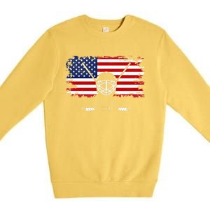 American Flag Hockey Gift Hockey Gift Premium Crewneck Sweatshirt