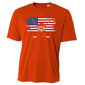 American Flag Hockey Gift Hockey Gift Cooling Performance Crew T-Shirt