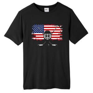 American Flag Hockey Gift Hockey Gift Tall Fusion ChromaSoft Performance T-Shirt