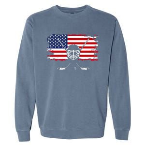 American Flag Hockey Gift Hockey Gift Garment-Dyed Sweatshirt