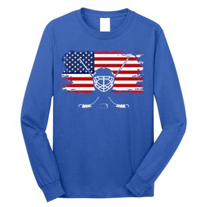 American Flag Hockey Gift Hockey Gift Long Sleeve Shirt