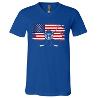 American Flag Hockey Gift Hockey Gift V-Neck T-Shirt