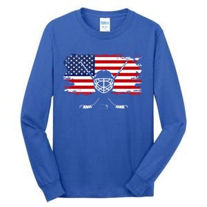 American Flag Hockey Gift Hockey Gift Tall Long Sleeve T-Shirt