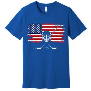 American Flag Hockey Gift Hockey Gift Premium T-Shirt