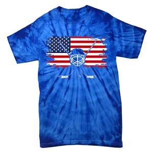 American Flag Hockey Gift Hockey Gift Tie-Dye T-Shirt