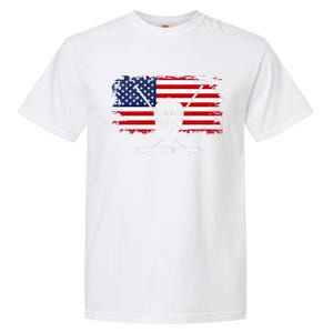 American Flag Hockey Gift Hockey Gift Garment-Dyed Heavyweight T-Shirt