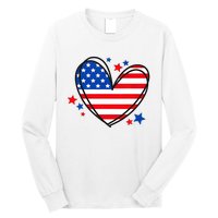 American Flag Heart Independence Day 4th Of July Long Sleeve Shirt