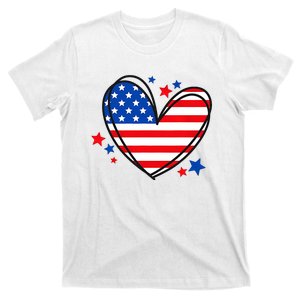 American Flag Heart Independence Day 4th Of July T-Shirt