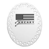 American Flag Hockey Apparel Hockey Ceramic Oval Ornament