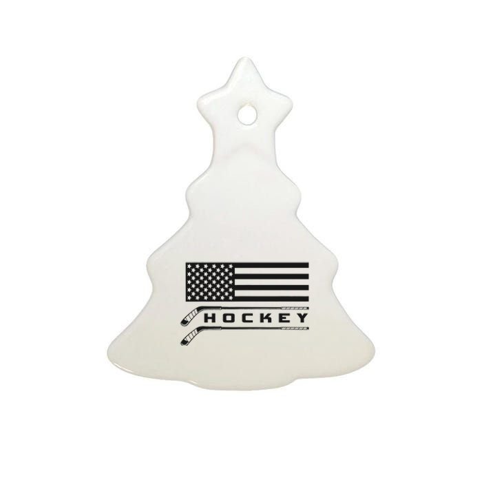 American Flag Hockey Apparel Hockey Ceramic Tree Ornament