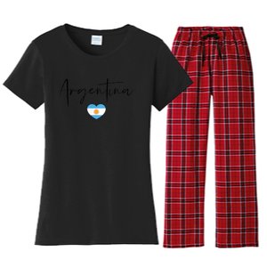 Argentina Flag Heart Argentina Soccer Jersey South America Women's Flannel Pajama Set