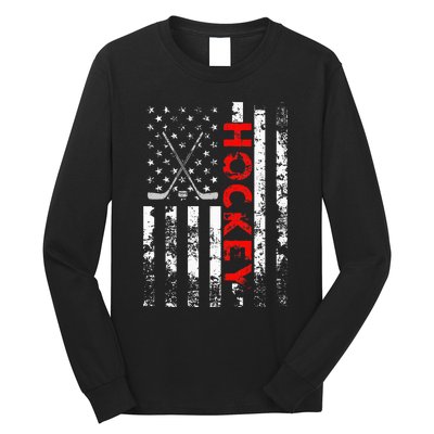 American Flag Hockey Usa Patriotic Long Sleeve Shirt