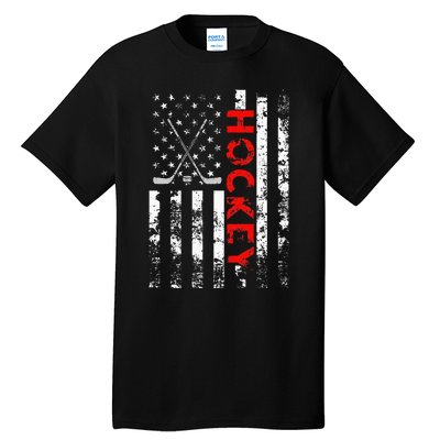 American Flag Hockey Usa Patriotic Tall T-Shirt