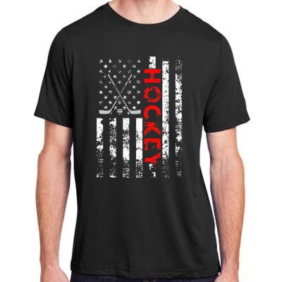 American Flag Hockey Usa Patriotic Adult ChromaSoft Performance T-Shirt