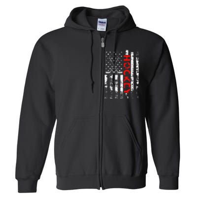 American Flag Hockey Usa Patriotic Full Zip Hoodie