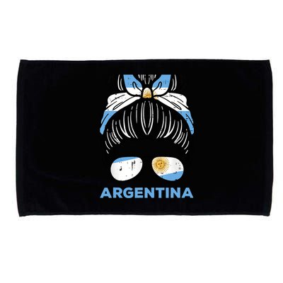 Argentina Flag Hairbun Football Soccer Fan Wo Girls Microfiber Hand Towel