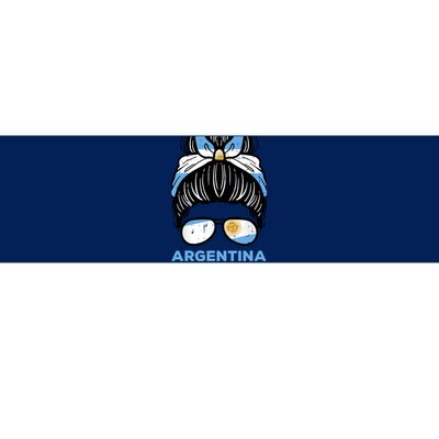 Argentina Flag Hairbun Football Soccer Fan Wo Girls Bumper Sticker