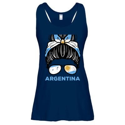 Argentina Flag Hairbun Football Soccer Fan Wo Girls Ladies Essential Flowy Tank