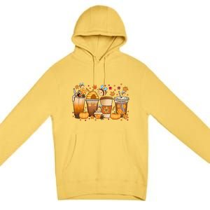 Autumn Fall Horror Latte Fall Coffee Cups Ghost Halloween Meaningful Gift Premium Pullover Hoodie