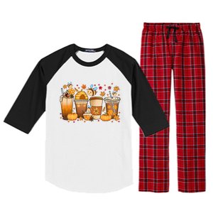 Autumn Fall Horror Latte Fall Coffee Cups Ghost Halloween Meaningful Gift Raglan Sleeve Pajama Set