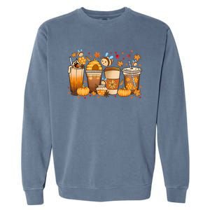 Autumn Fall Horror Latte Fall Coffee Cups Ghost Halloween Meaningful Gift Garment-Dyed Sweatshirt