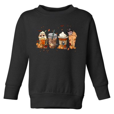 Autumn Fall Horror Latte Coffee Cups Ghost Halloween Toddler Sweatshirt