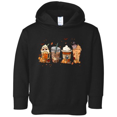 Autumn Fall Horror Latte Coffee Cups Ghost Halloween Toddler Hoodie