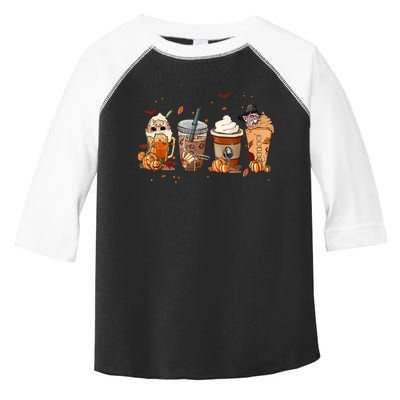 Autumn Fall Horror Latte Coffee Cups Ghost Halloween Toddler Fine Jersey T-Shirt